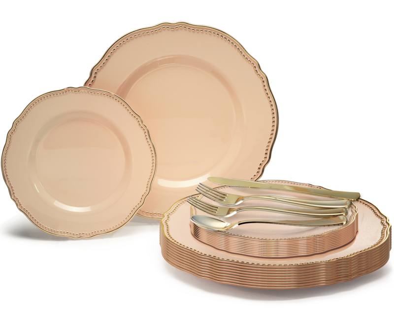 ROCHELLE Antique Rose &amp; Gold + Gold Silverware