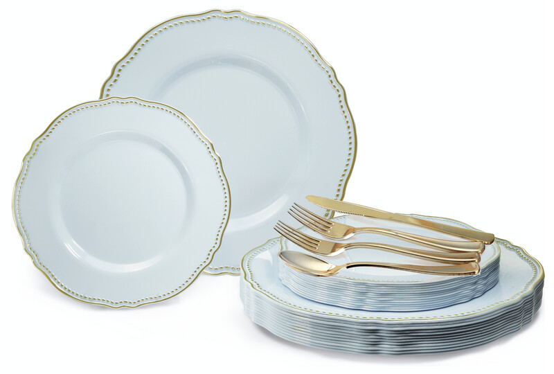 ROCHELLE Blue &amp; Gold + Gold Silverware