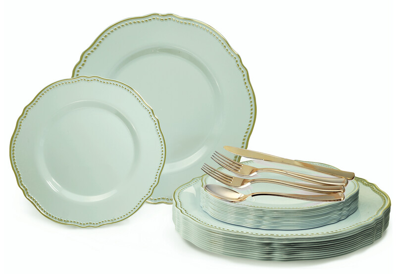 ROCHELLE Mint &amp; Gold + Gold Silverware