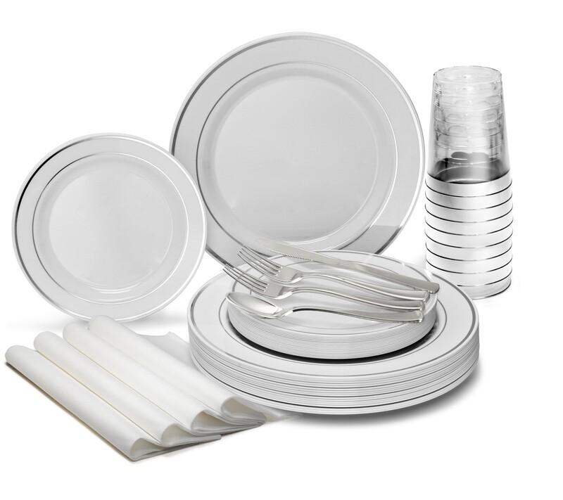 White &amp; Silver Rim - Silver Silverware