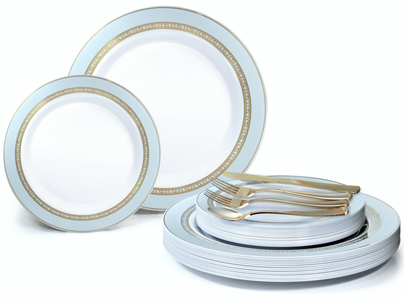 Ritz White Blue & Gold + Gold Silverware Ritz White Blue & Gold + Gold Silverware