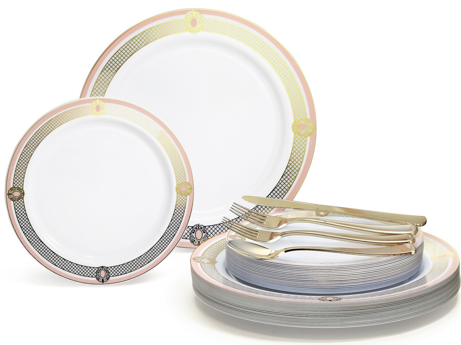 Royal White Blush &amp; Gold + Gold Silverware