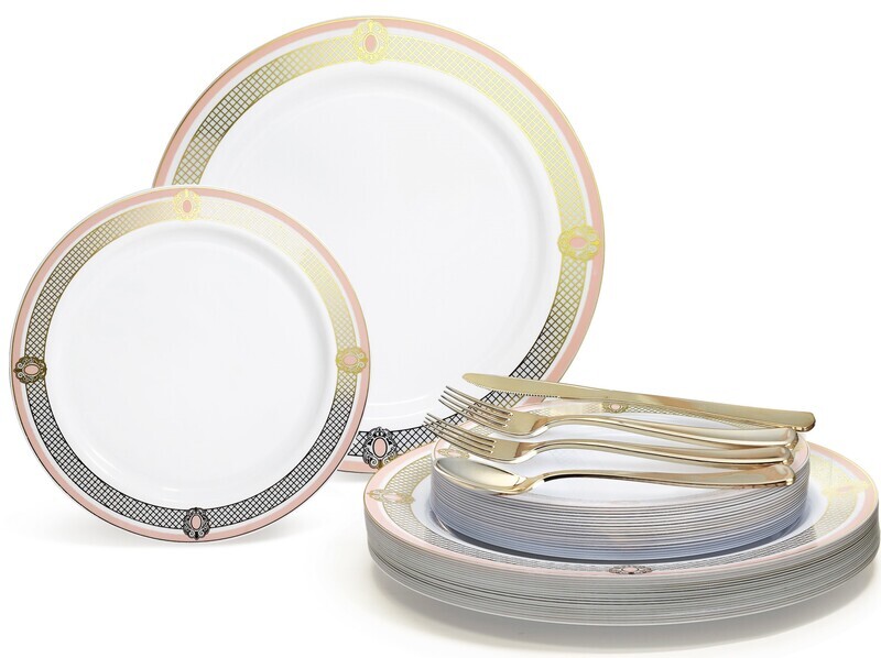 Royal White Blush &amp; Gold + Gold Silverware