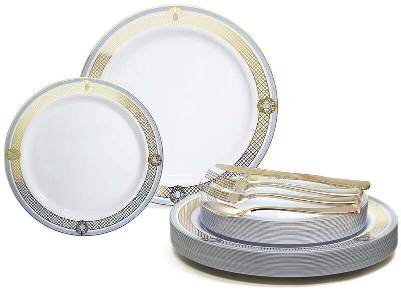 Royal White Blue &amp; Gold + Gold Silverware