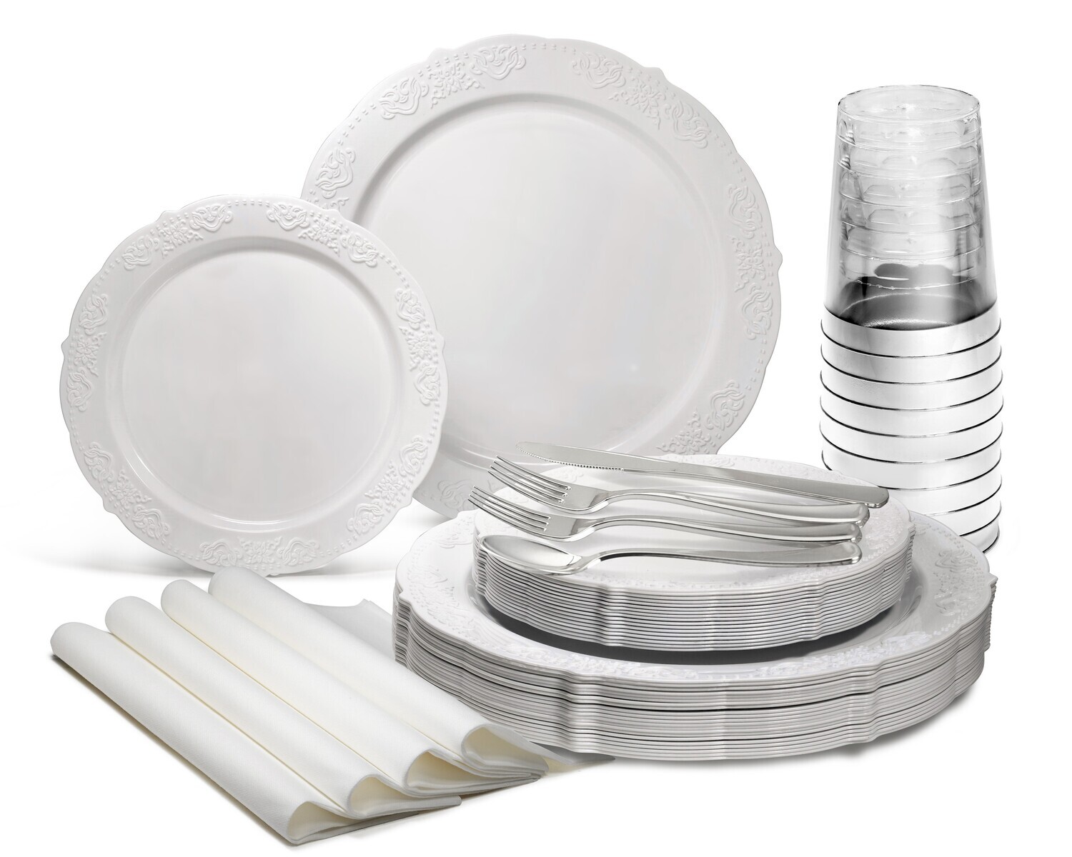 Portofino - Plain White - Silver Silverware