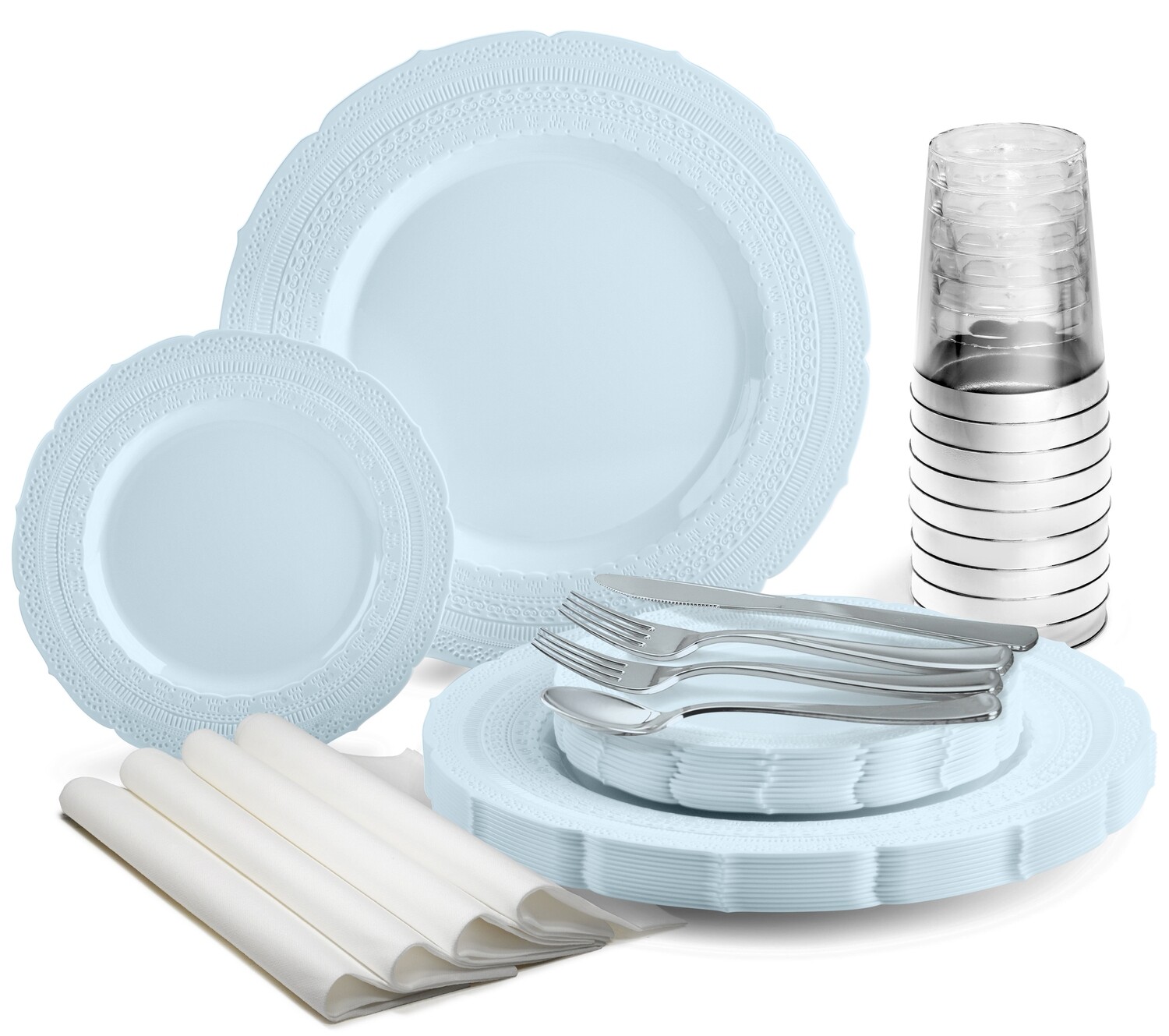 Chateau - Plain Blue - Silver Silverware