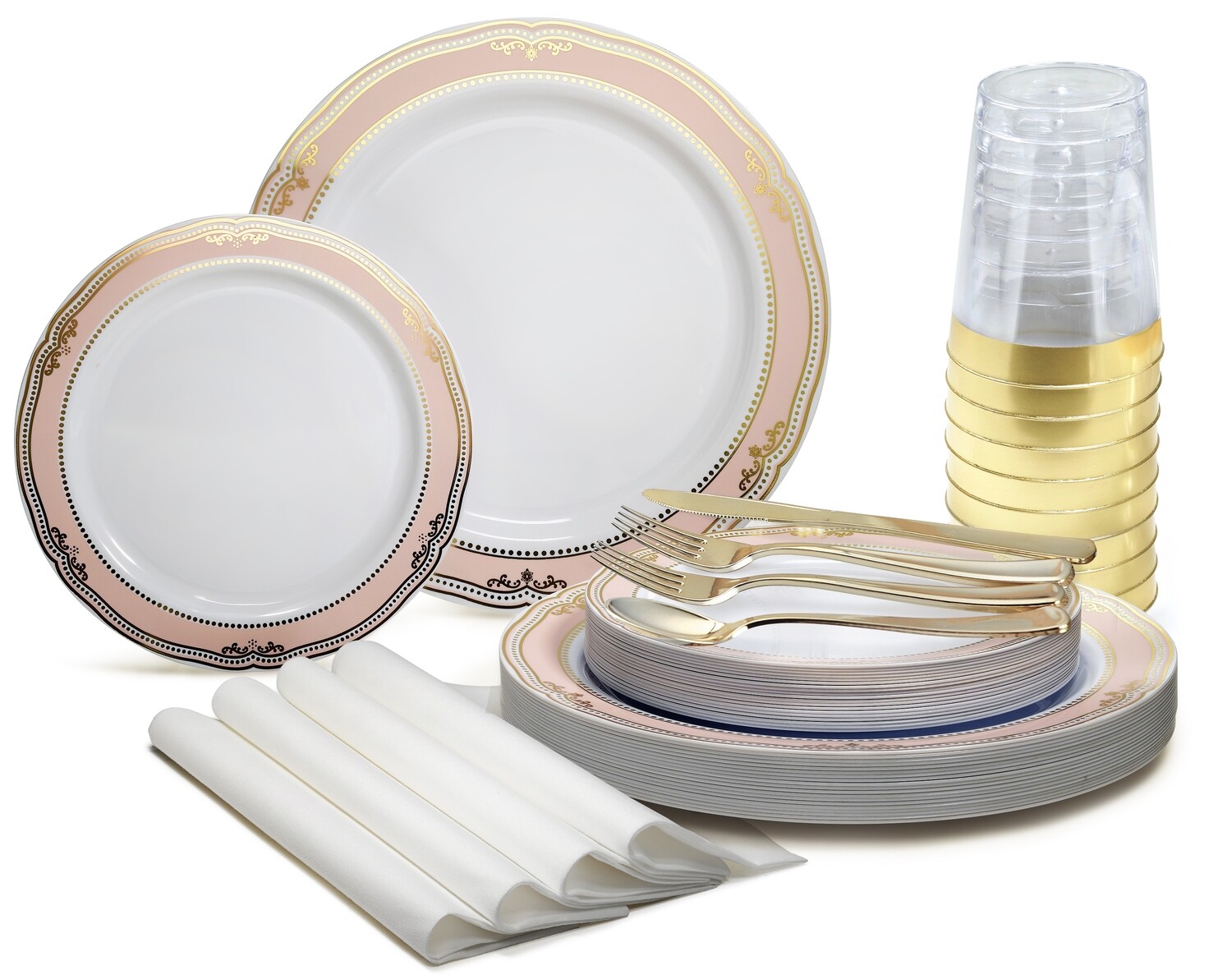Scalloped Blush and Gold - Gold Silverware