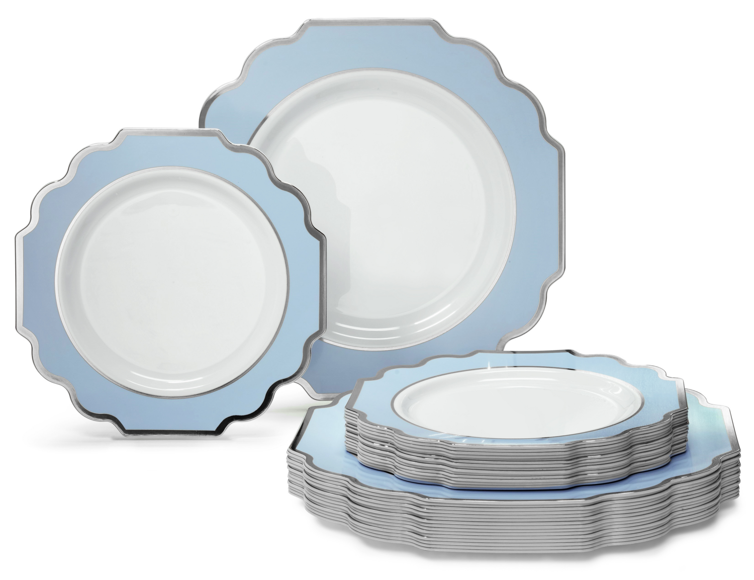 Imperial in White / Baby Blue &amp; Silver+ Silver Silverware
