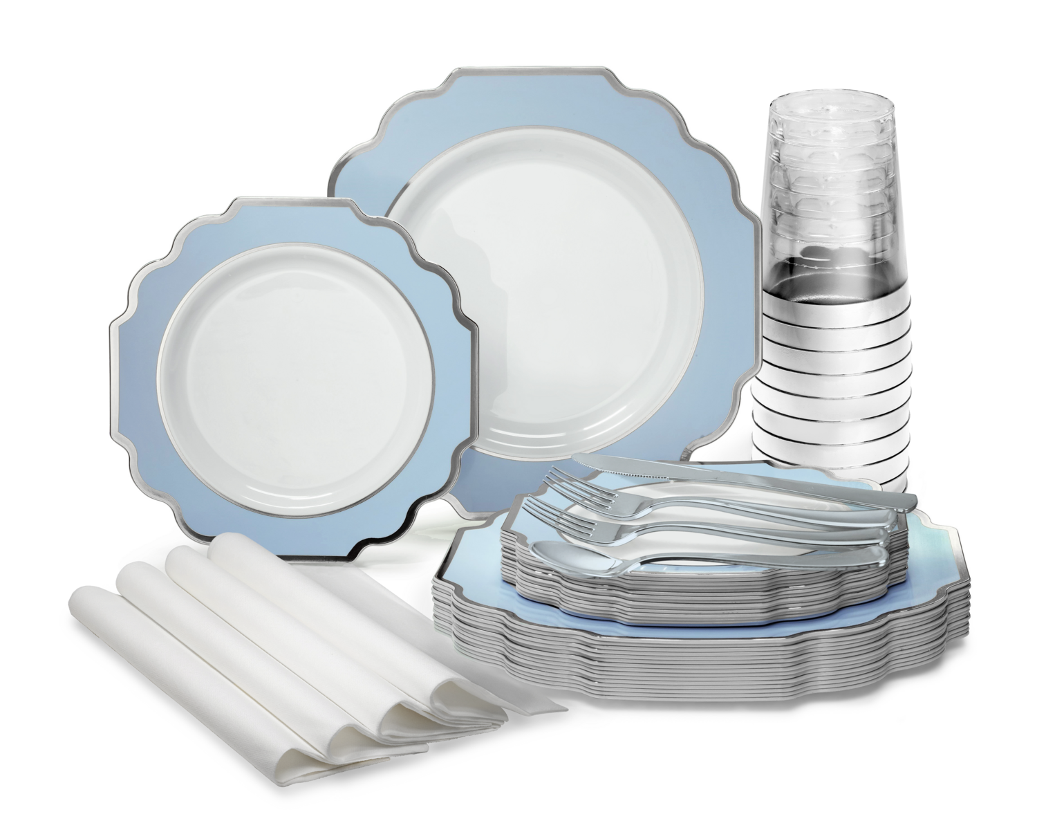 Imperial White with Baby Blue &amp; Silver - Silver