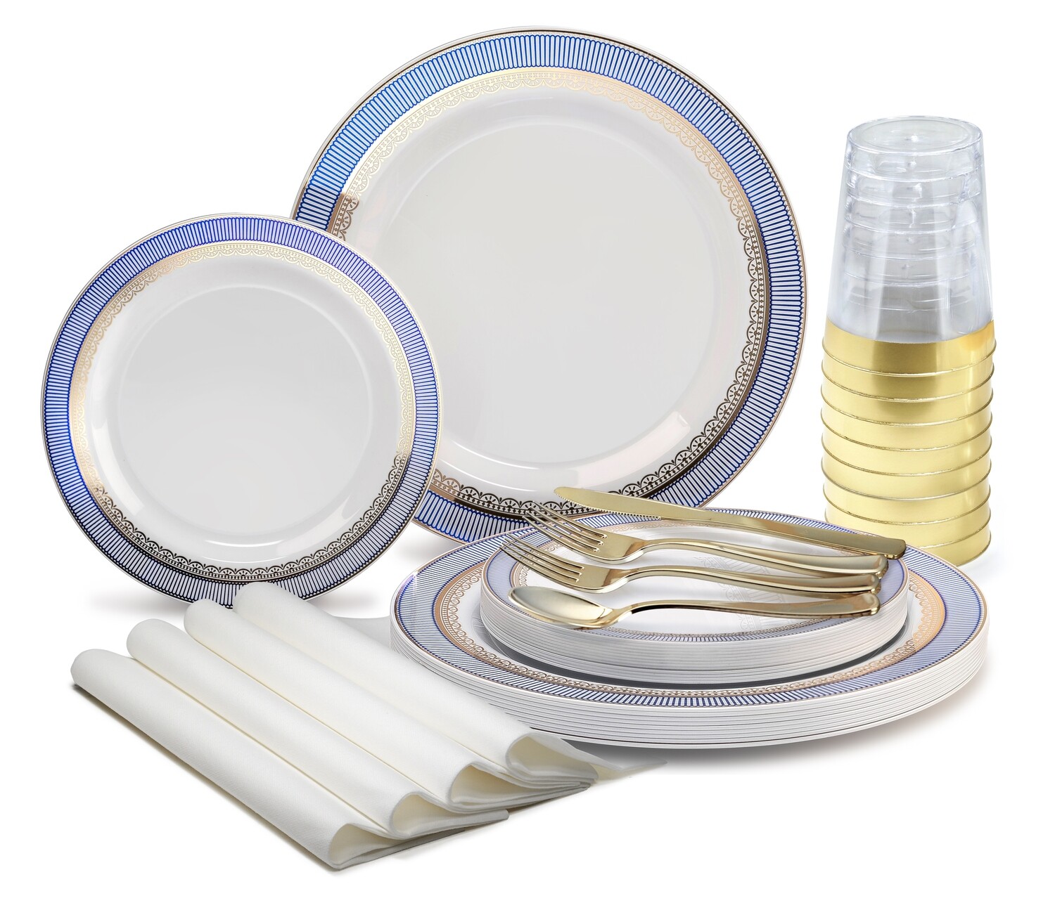 Louvre White Blue &amp; Gold - Gold Silverware