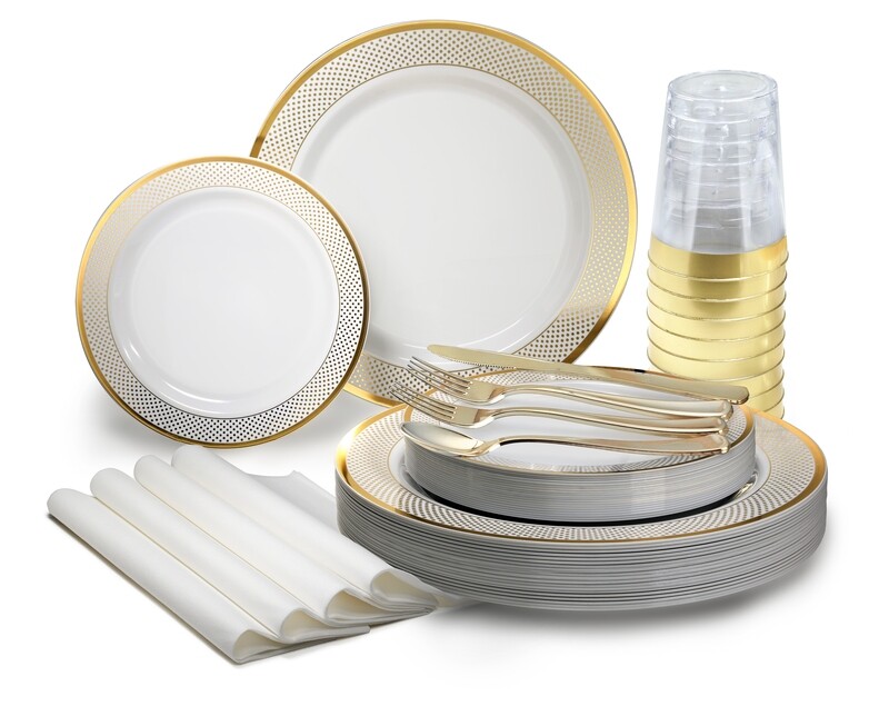 Sundance White Blue &amp; Gold - Gold Silverware