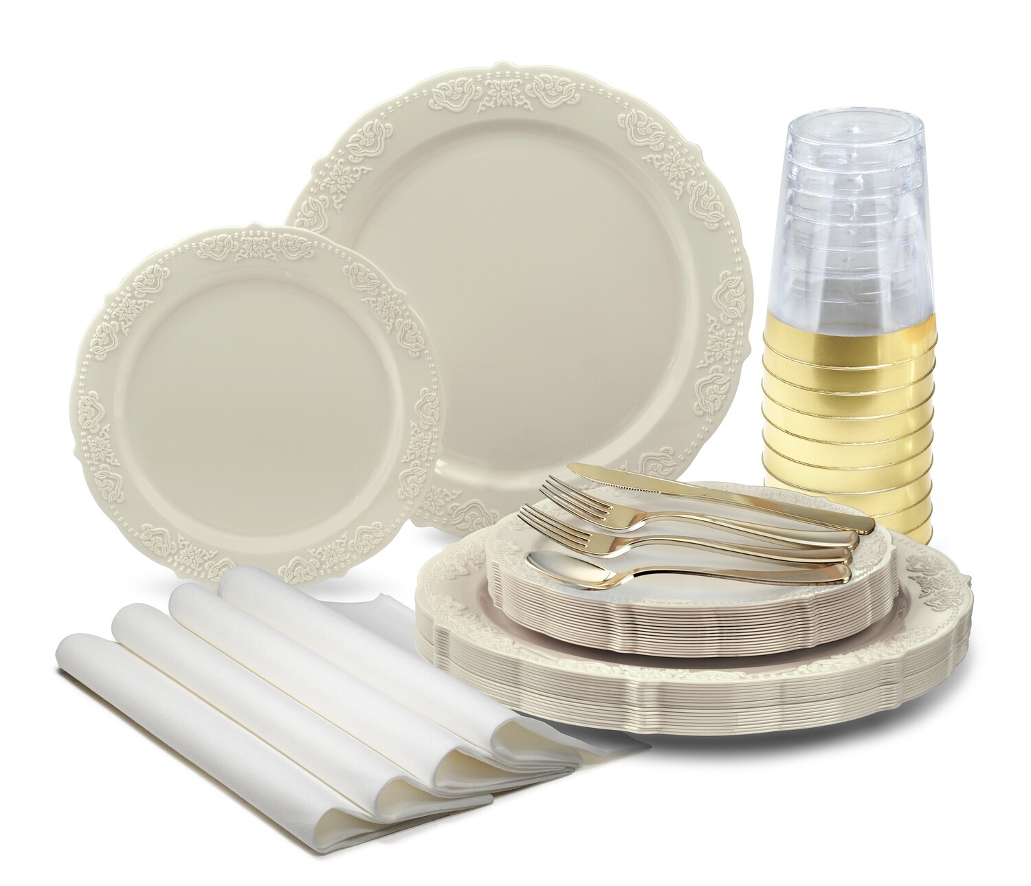 Portofino - Plain Ivory - Gold Silverware