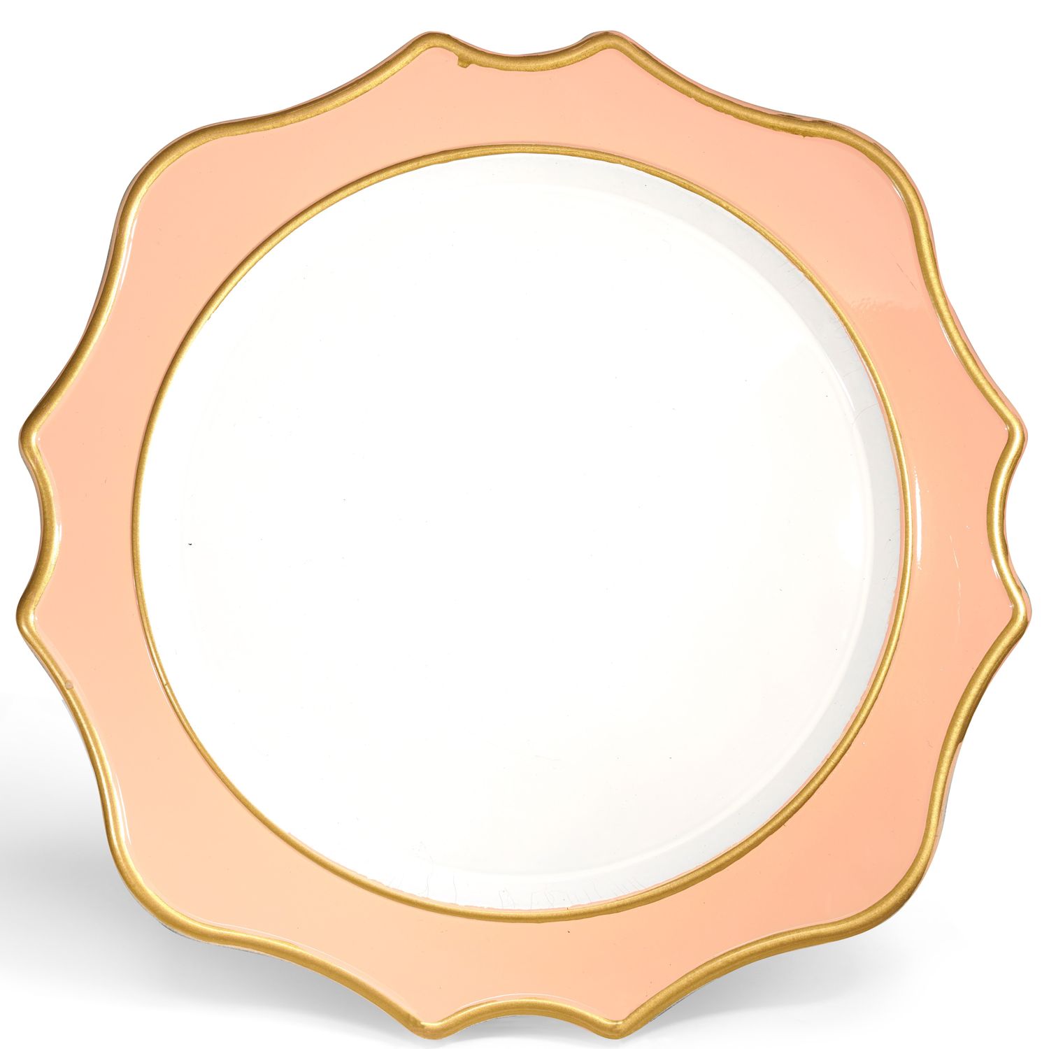 13'' Scalloped Design Charger Plate, Baby Pink &amp; Gold - 20 pcs