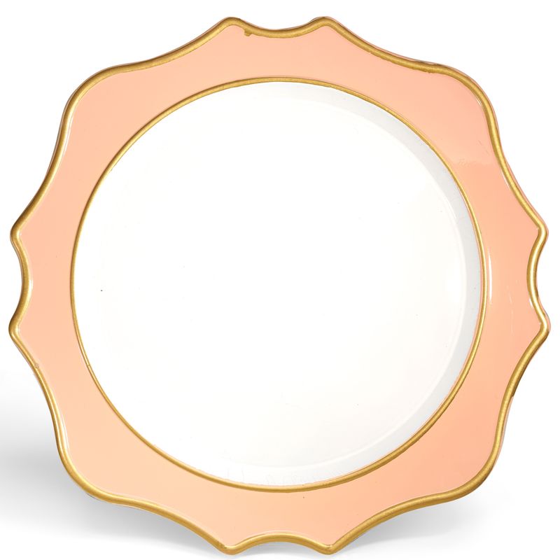 13'' Scalloped Design Charger Plate, Baby Pink &amp; Gold - 20 pcs