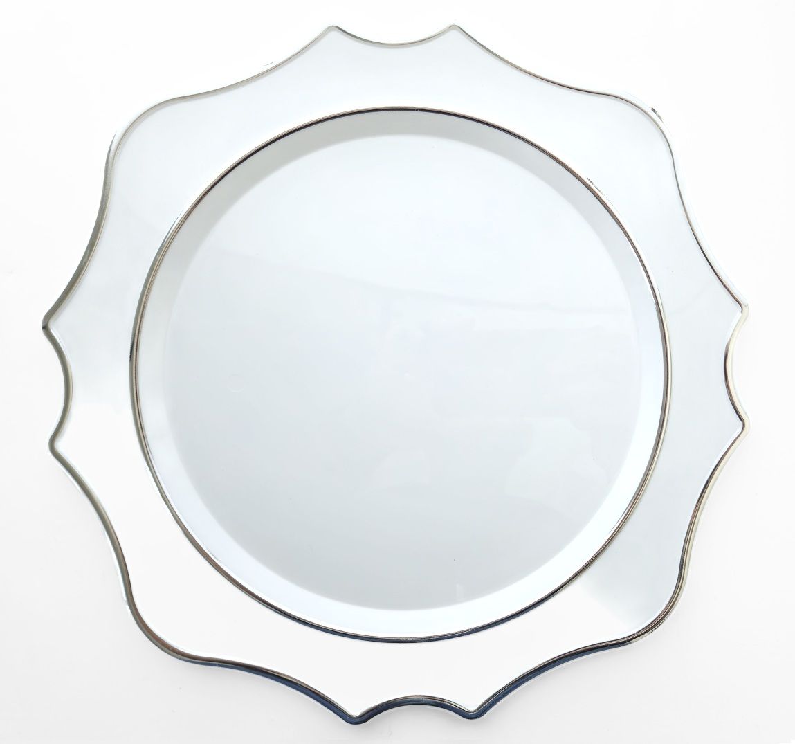 13.25'' Scalloped Charger Plate White Silver