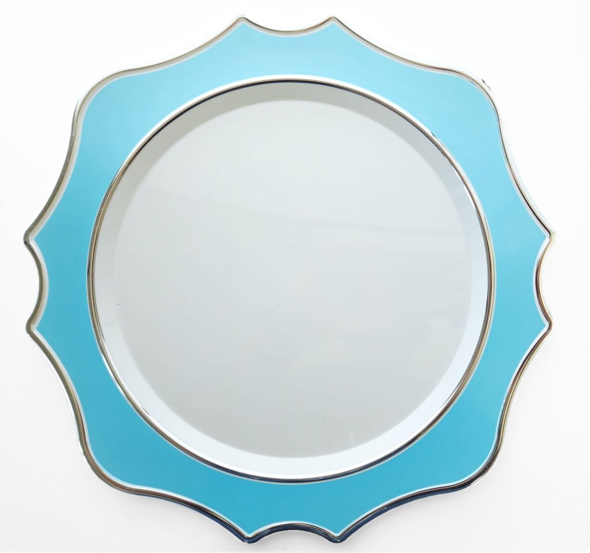 13.25&#39;&#39; Scalloped Charger Turquoise Silver