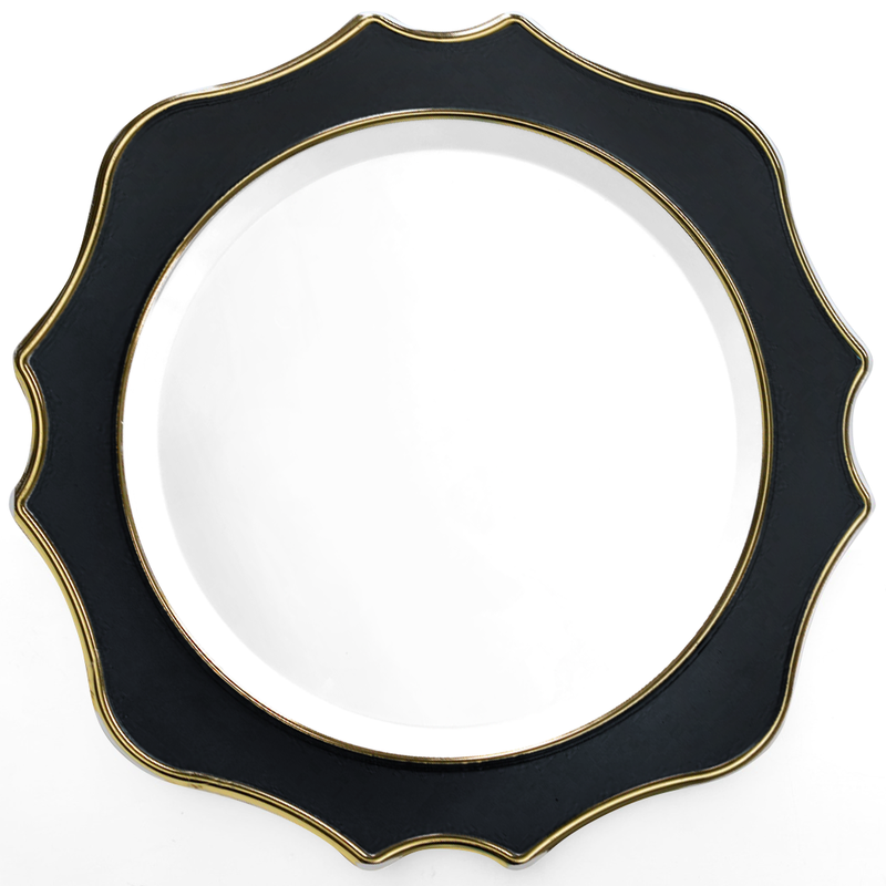 13.25&#39;&#39; Scalloped Charger Black Gold
