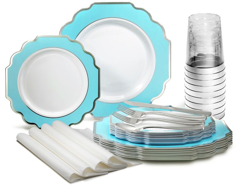 Imperial White with Turquoise Blue &amp; Silver - Silver