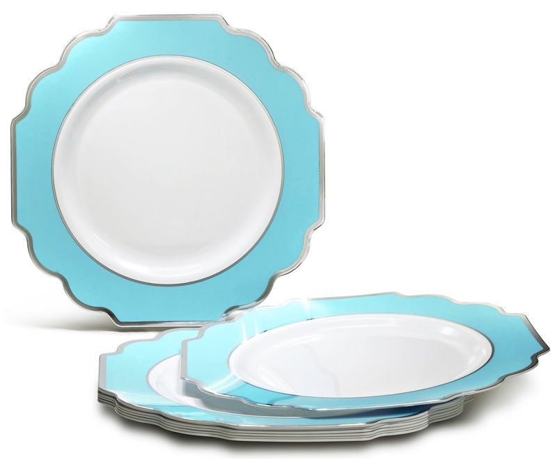 Imperial White with Turquoise Blue &amp; Silver - Silver