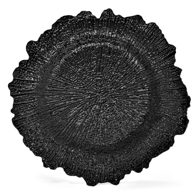 13&#39;&#39; Coral Design Charger Plate, Black - 20 pcs