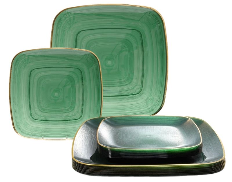 Belize Square Green &amp; Gold-  Silverware