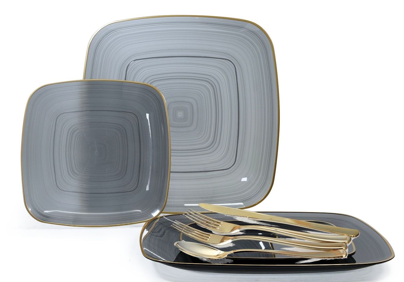Belize Square Black &amp; Gold-  Silverware