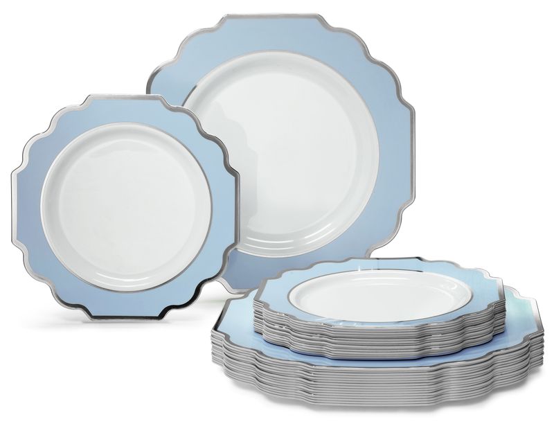Imperial in White / Baby Blue &amp; Silver+ Silver Silverware