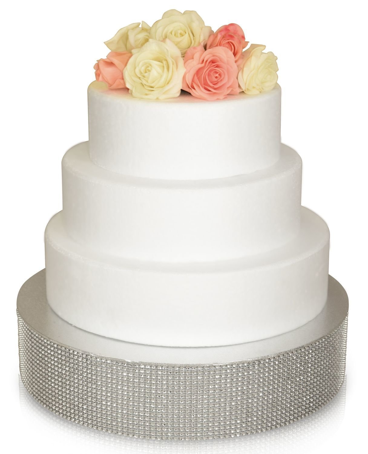 12" Round Rhinestone Cake Stand - SILVER-
