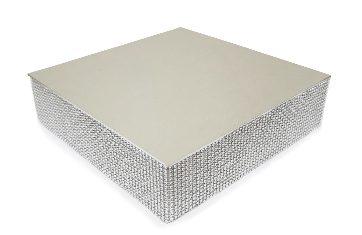 16" Square Rhinestone Cake Stand - SILVER
