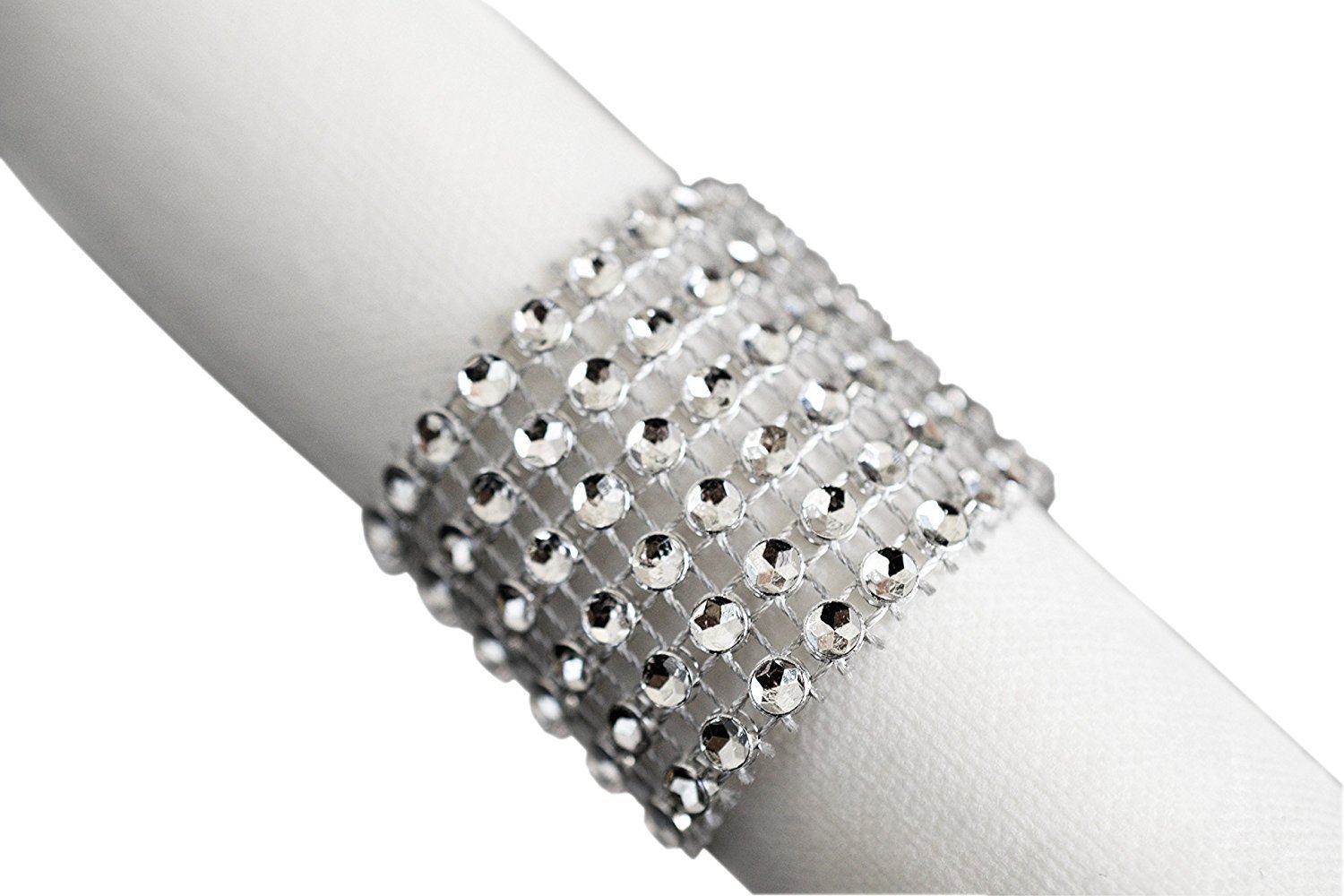 Napkin Rings, Rhinestone  - SILVER