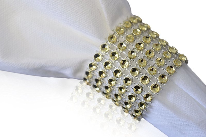 Napkin Rings, Rhinestone - GOLD