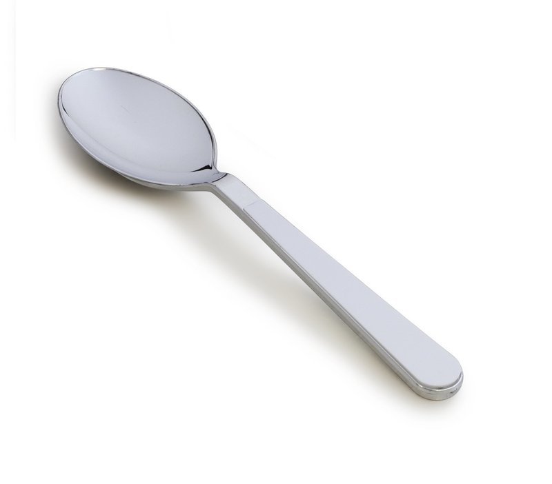 Plastic White / Silver Spoon -1 PIECE SAMPLE -