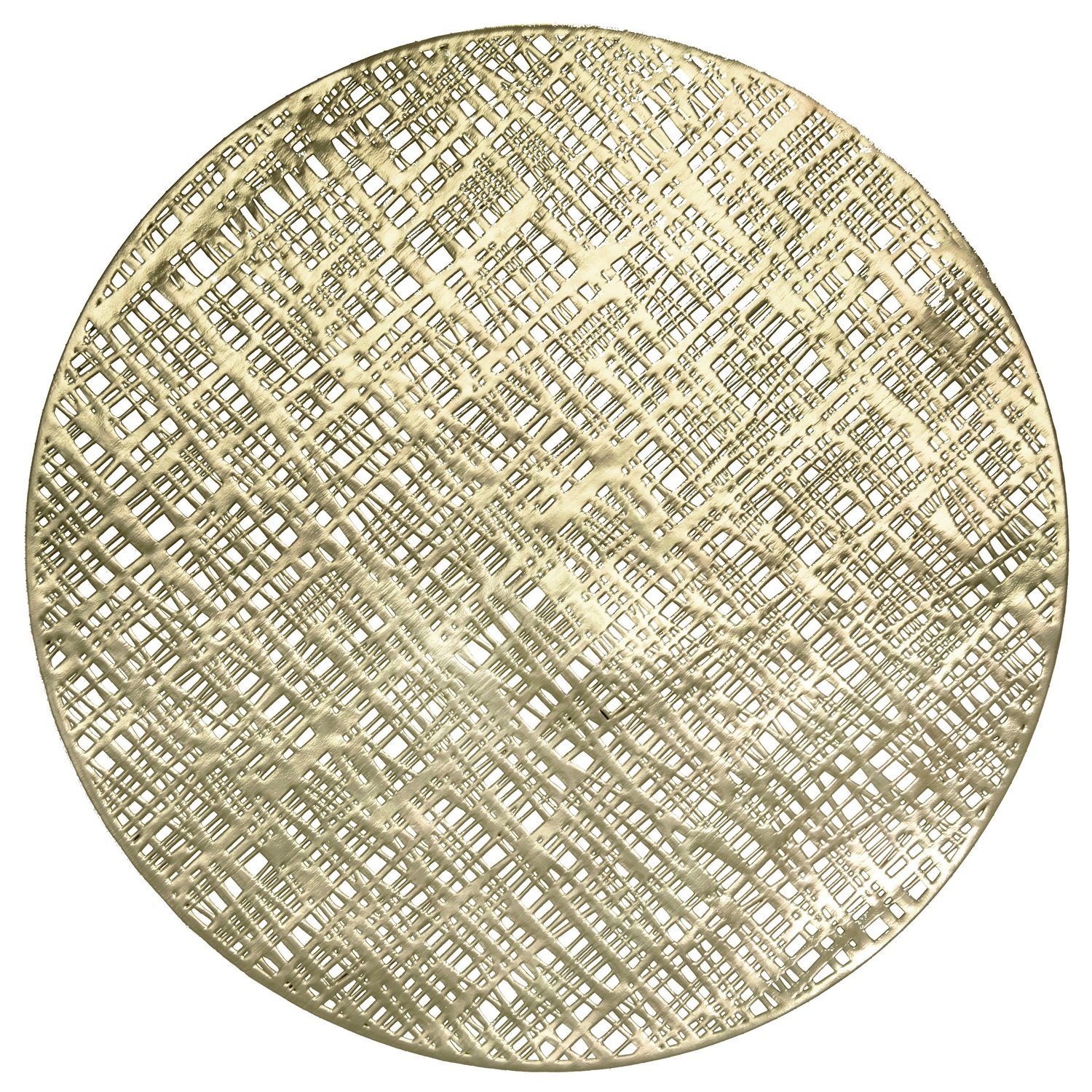 Linen Design- Gold - Round Pressed Vinyl Placemat