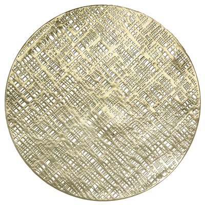 Linen Design- Gold - Round Pressed Vinyl Placemat