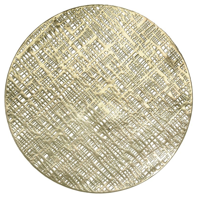 Linen Design- Gold - Round Pressed Vinyl Placemat