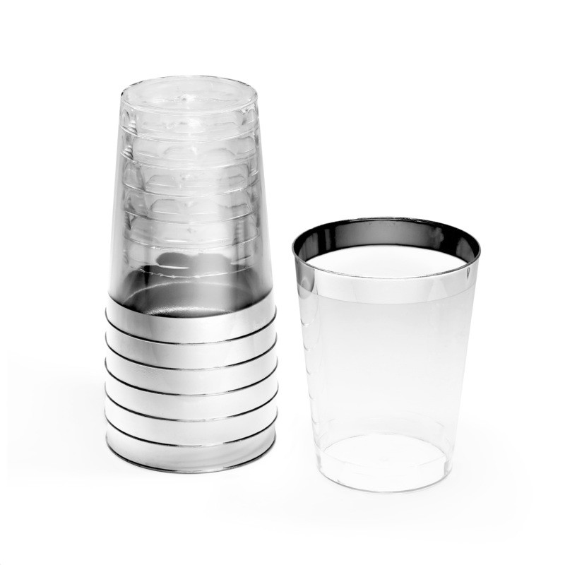 10 oz Heavy Duty Tumblers, Silver Rimmed