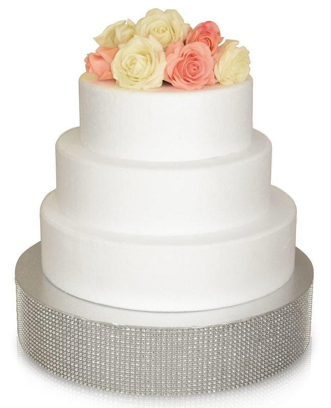 14" Round Rhinestone Cake Stand - SILVER