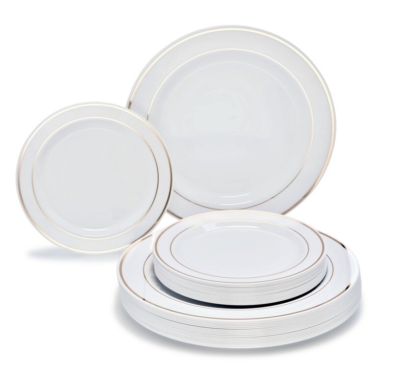 Combos White w/Gold Rim + Gold Silverware