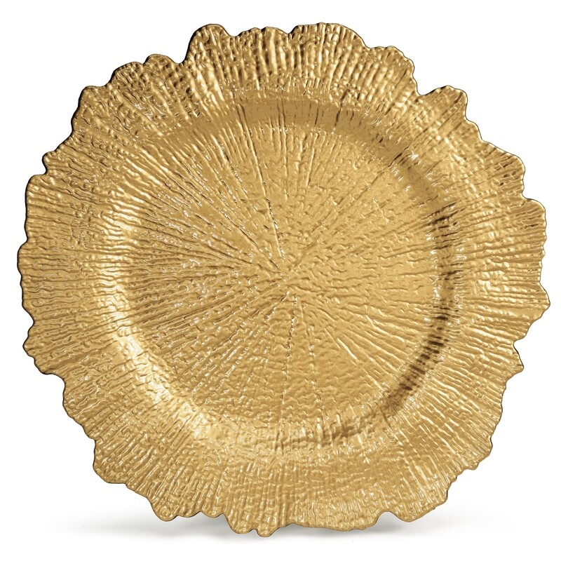 13'' Coral Design Charger Plate, Gold - 20 pcs