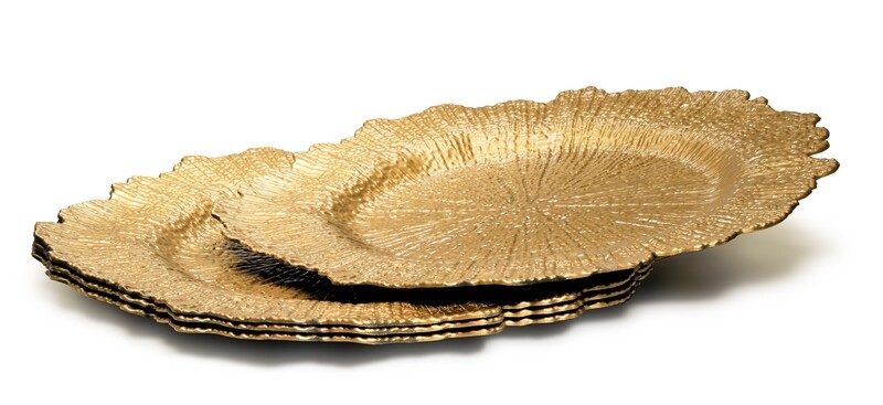 13'' Coral Design Charger Plate, Gold - 20 pcs