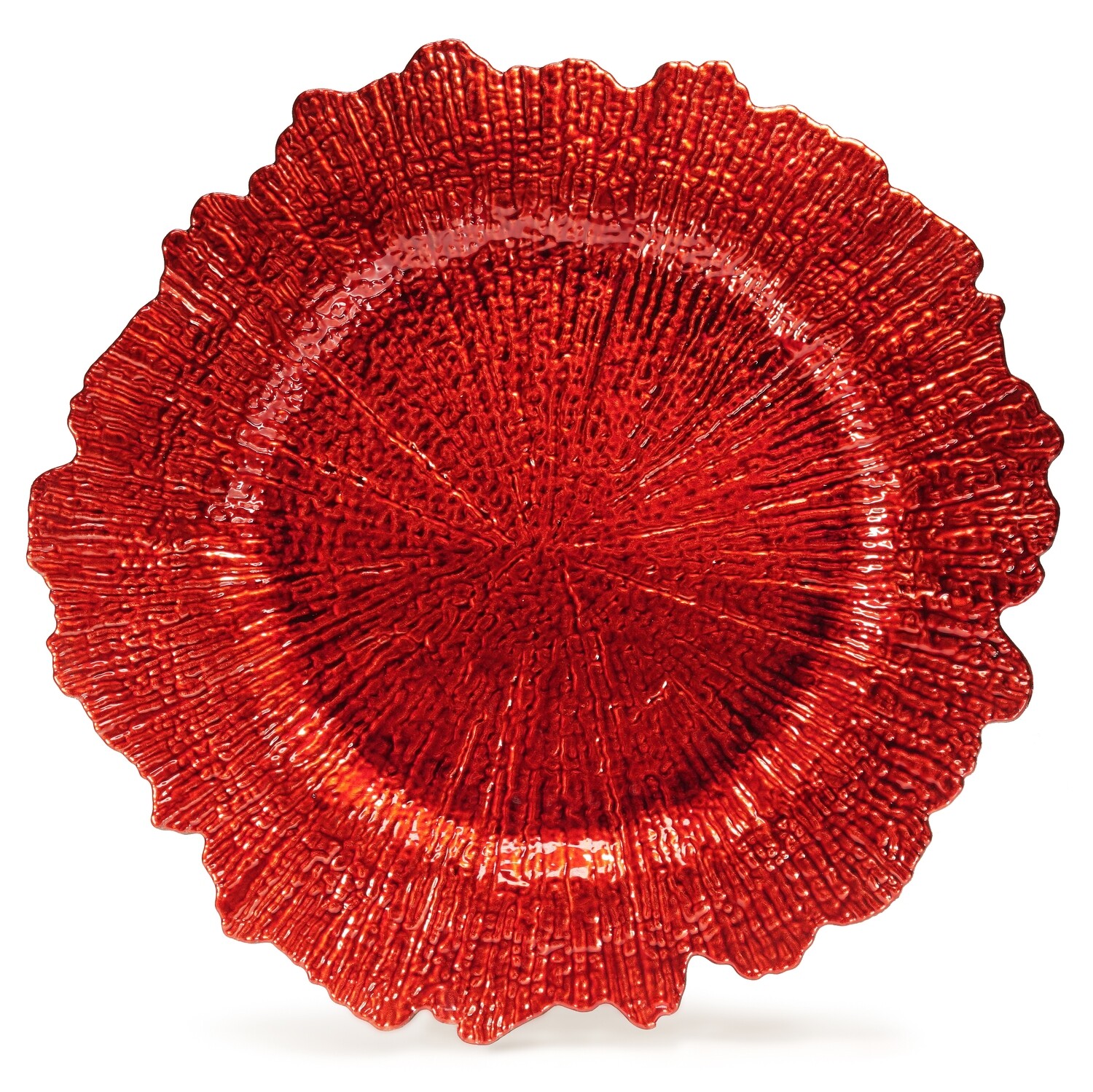 13'' Coral Design Charger Plate, Red - 20 pcs