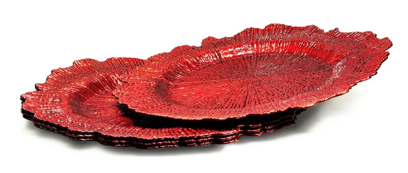 13'' Coral Design Charger Plate, Red - 20 pcs
