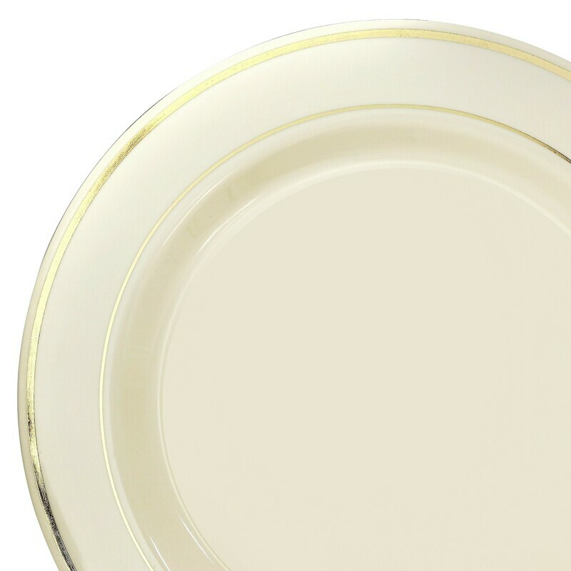 Ivory &amp; Gold Rim + Gold Silverware