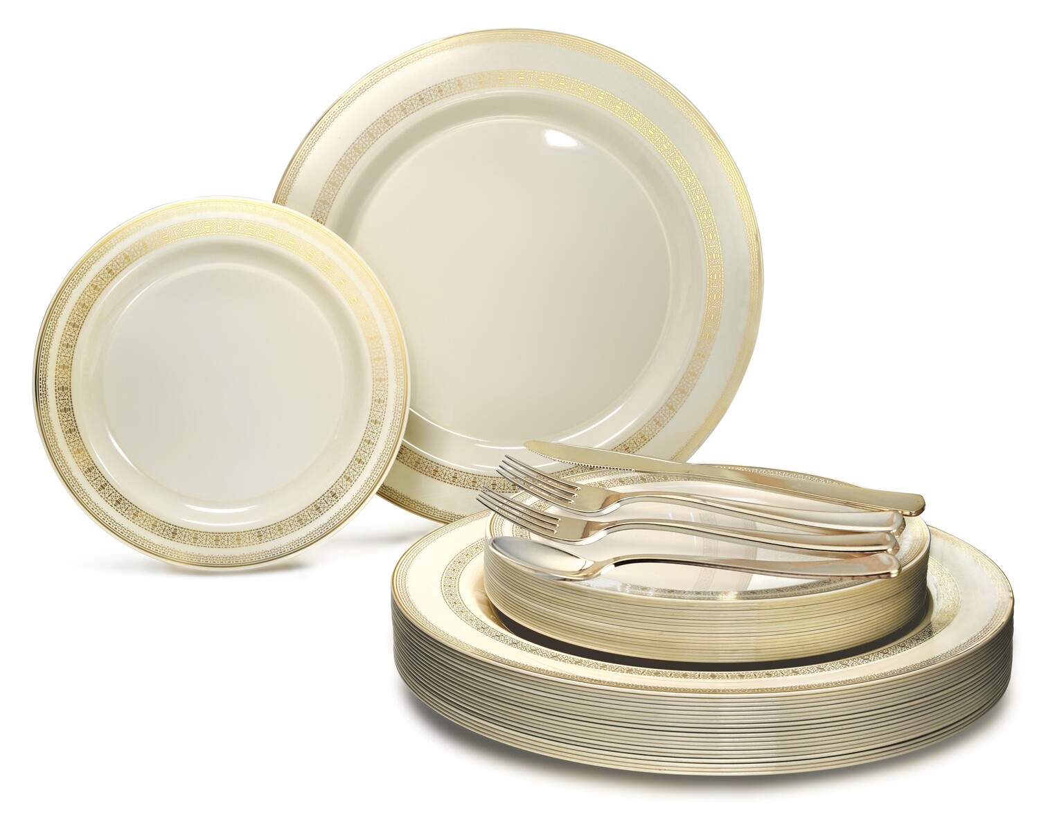 Lace Ivory &amp; Gold + Gold Silverware