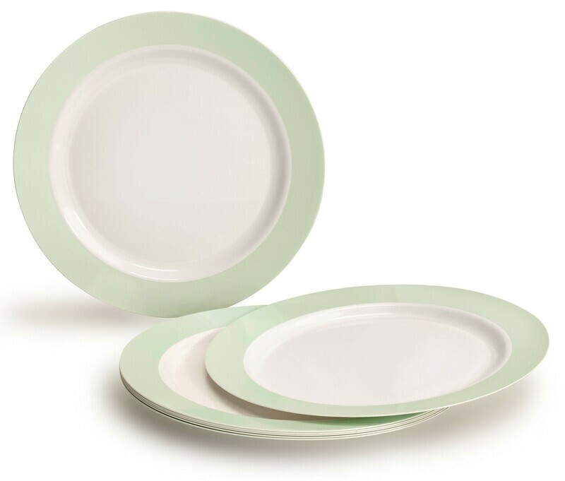 Rio in White &amp; Pearled green + Silver Silverware