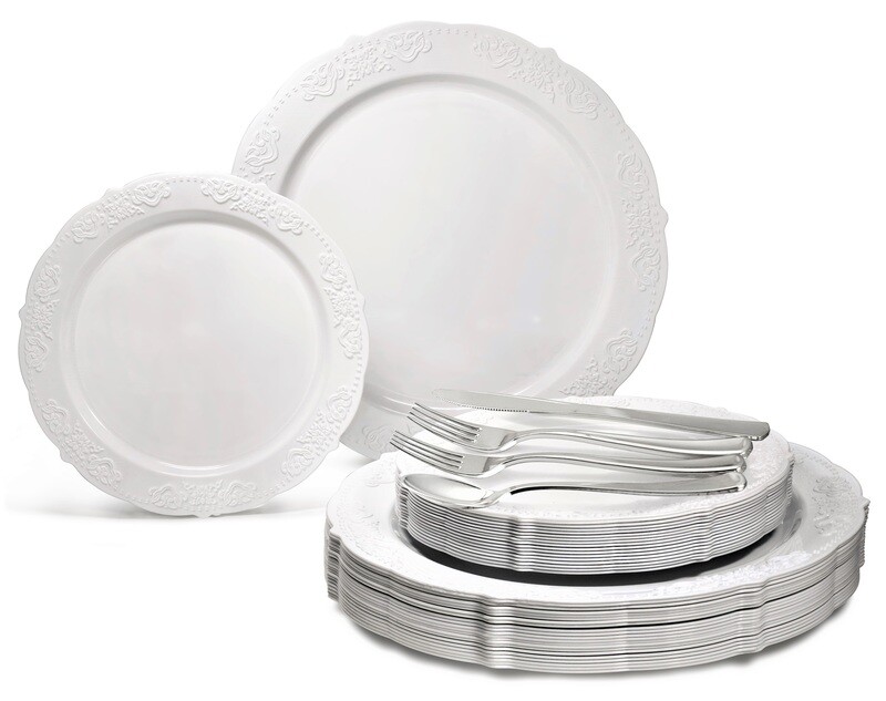 Portofino in White + Silver Silverware