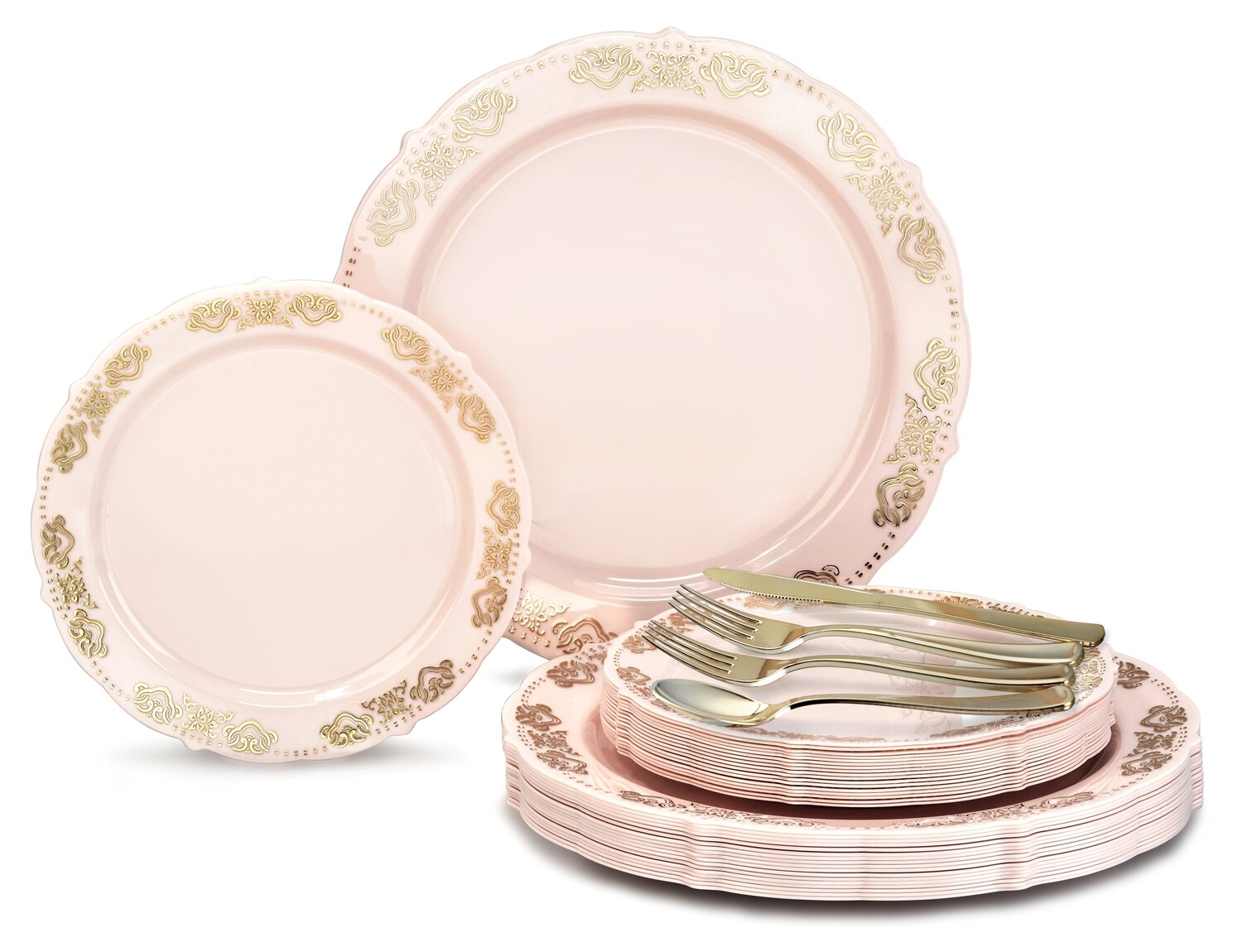 Portofino in Light Pink &amp; Gold + Gold Silverware