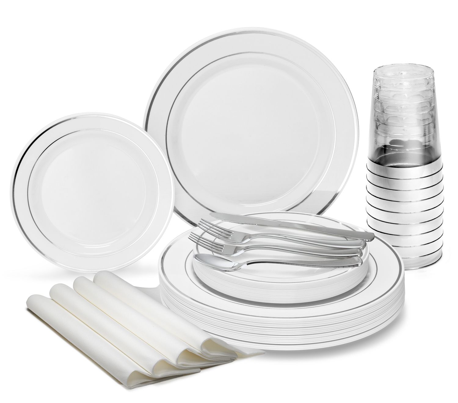White &amp; Silver Rim - Silver Silverware
