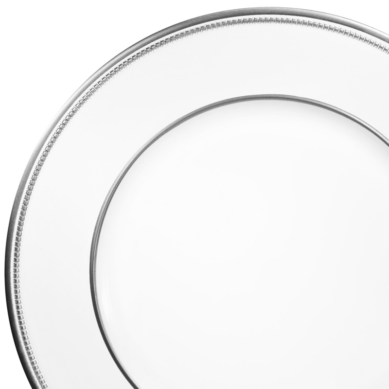 13'' Crown Design Charger Plate, White &amp; Silver - 20 pcs