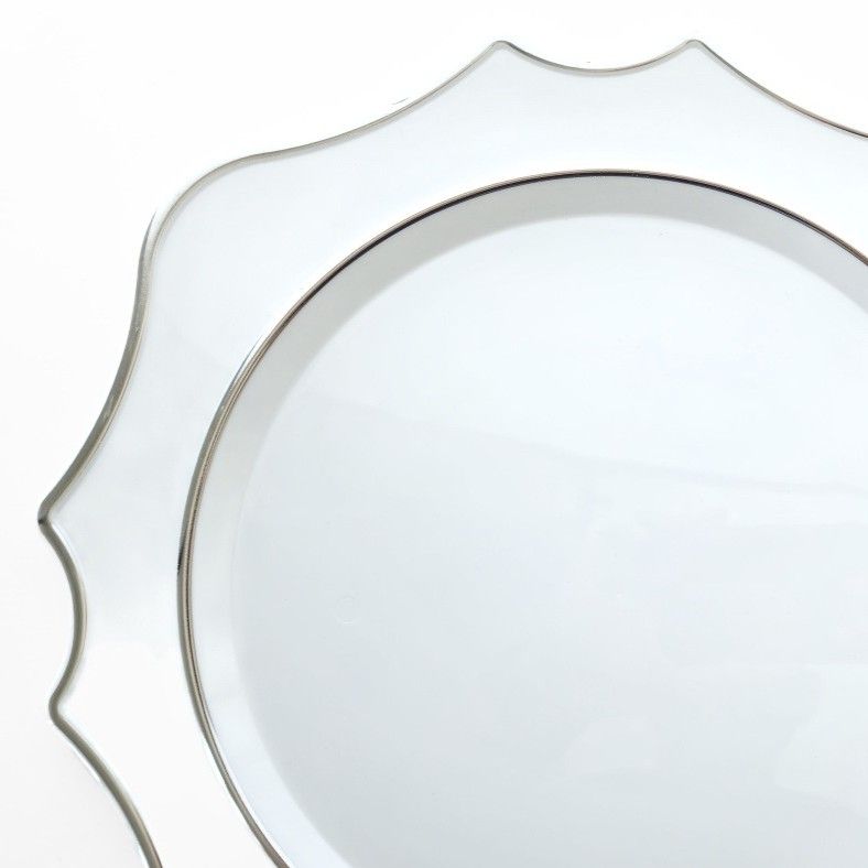 13.25'' Scalloped Charger Plate White Silver